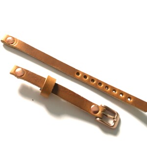 6mm 8mm 10mm 12mm wide Horween Leather Band Sunflower Brown Strap