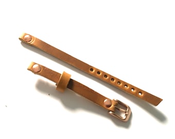 6mm 8mm 10mm 12mm wide Horween Leather Band Sunflower Brown Strap