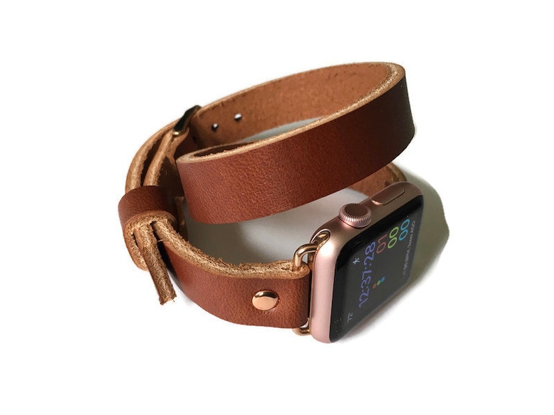Leather Band for Apple Watch Series 8 Band Double Wrap Etsy