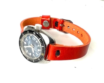 Correa de reloj de cuero Sunset Gaucho, correa La Bretagna de grano completo