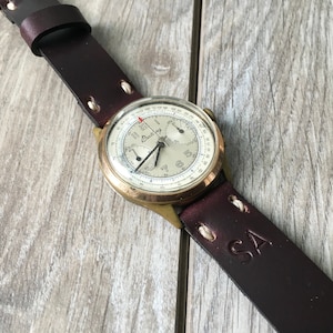 Horween Number 8 Burgundy Leather Strap, Horween Leather Watch Band, Brown Leather Band, 18mm band, gift for him, 14mm 16mm 18mm 20mm 22mm