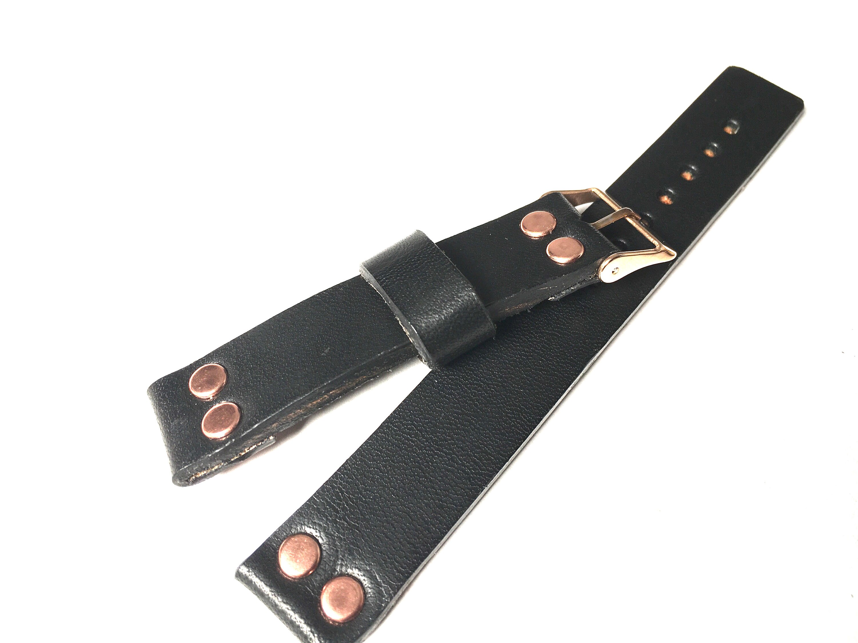  ANKANG Genuine Leather Rivet Watchband 20mm 21mm 22mm