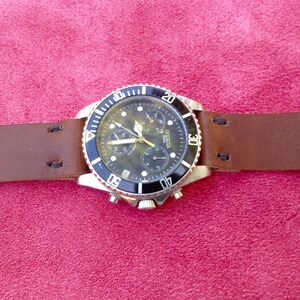 Ręcznie robiony brązowy skórzany pasek do zegarka: pasek w stylu vintage (16 mm-24 mm)