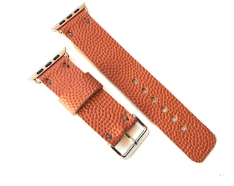 Correa de cuero para Apple Watch Horween Basketball hecha a mano