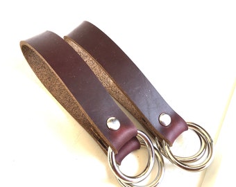 Leather Curtain Holdbacks Horween Color Number 8 leather curtain ties holdbacks artisan made home decor housewarming gift