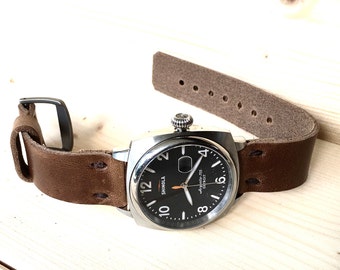 Horween Chromexcel Leather Watch Strap Natural Brown Leather 16mm 18mm 20mm 22mm