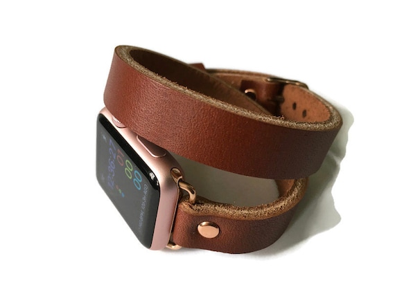 Leather Band for Apple Watch, Series 10 Band, Double Wrap Leather