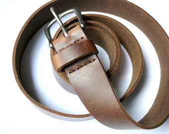 Handcrafted Brown Horween Chromexcel Leather Belt: Full Grain
