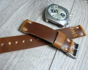 Correa de reloj de cuero Horween personalizada: correa marrón camel