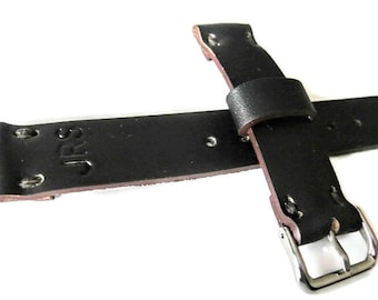 Correa de reloj de cuero Horween hecha a mano: hebilla plateada, regalo para hombre