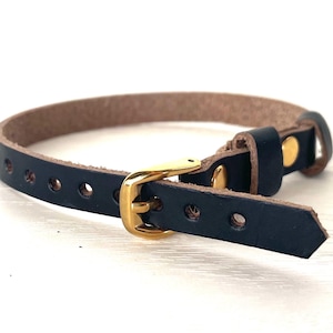 6mm 8mm 10mm 12mm 14mm Narrow Horween Chromexcel Black Leather One-piece strap