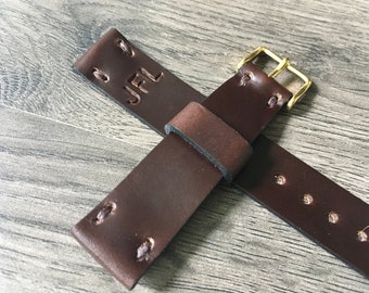 Correa de reloj de cuero Horween Chromexcel color burdeos, regalo personalizado