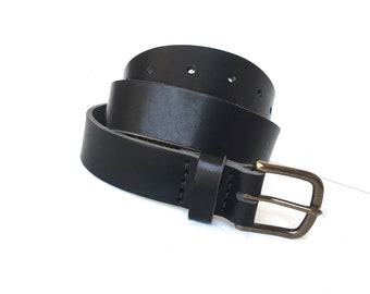 Horween Dublin Black Artisan Made Leather Belt 1.25 inch 1 1/4 inch 1.5 inch