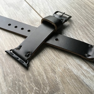 Handmade Apple Watch All Series including New Series 9 Leather Band for apple watch, Black Leather Band, Apple Watch Strap