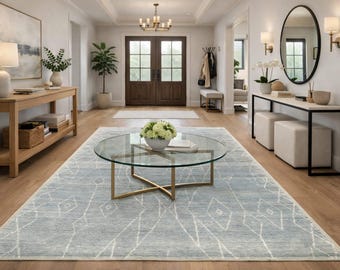 Luxury Hand-Knotted Wool Rug Neutral Beige and Grey Rug