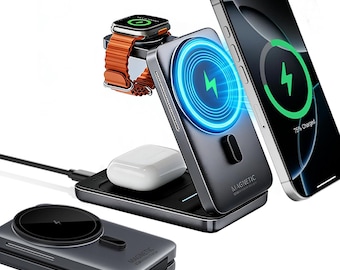 3 in 1 Wireless Charging Station for iPhone Apple Watch AirPods Portable Travel Charger Gift