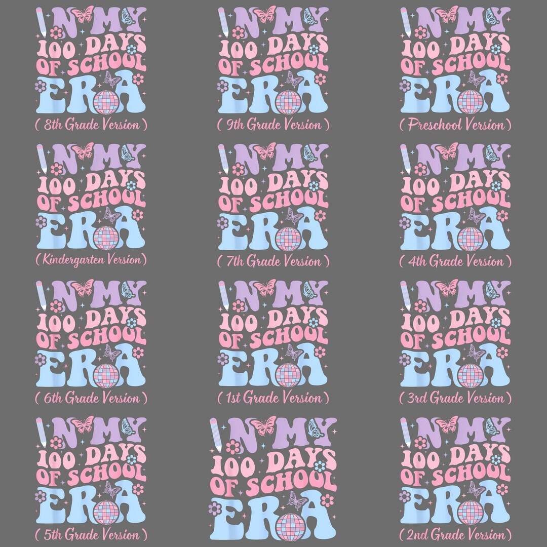 In My 100 Days Era PNG – Funny Retro Kids Youth Clipart, 100th Day of ...