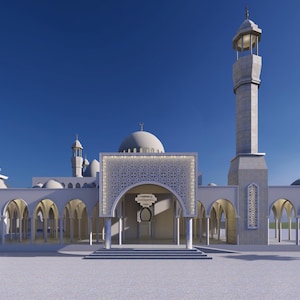 Projekt nowoczesnego meczetu | Koncepcja architektury islamskiej | Wizualizacje zewnętrzne i wewnętrzne | Modele Sketchup i pliki Lumion | Pobieranie cyfrowe
