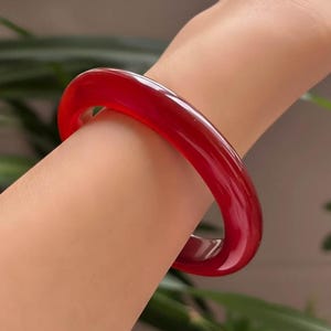 Natural Red Agate Bangle, Crystal Bracelet