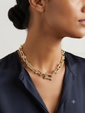 Gold Link Necklace, Rhinestone Chain Necklace, Paperclip Statement Jewelry Gift product logo