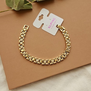 Armband med länk i guldlook | Kubisk zirkonia, armbandsstil