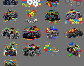 Monster Truck Autism Awareness Neurodivergent Kids PNG | Clipart Sublimation