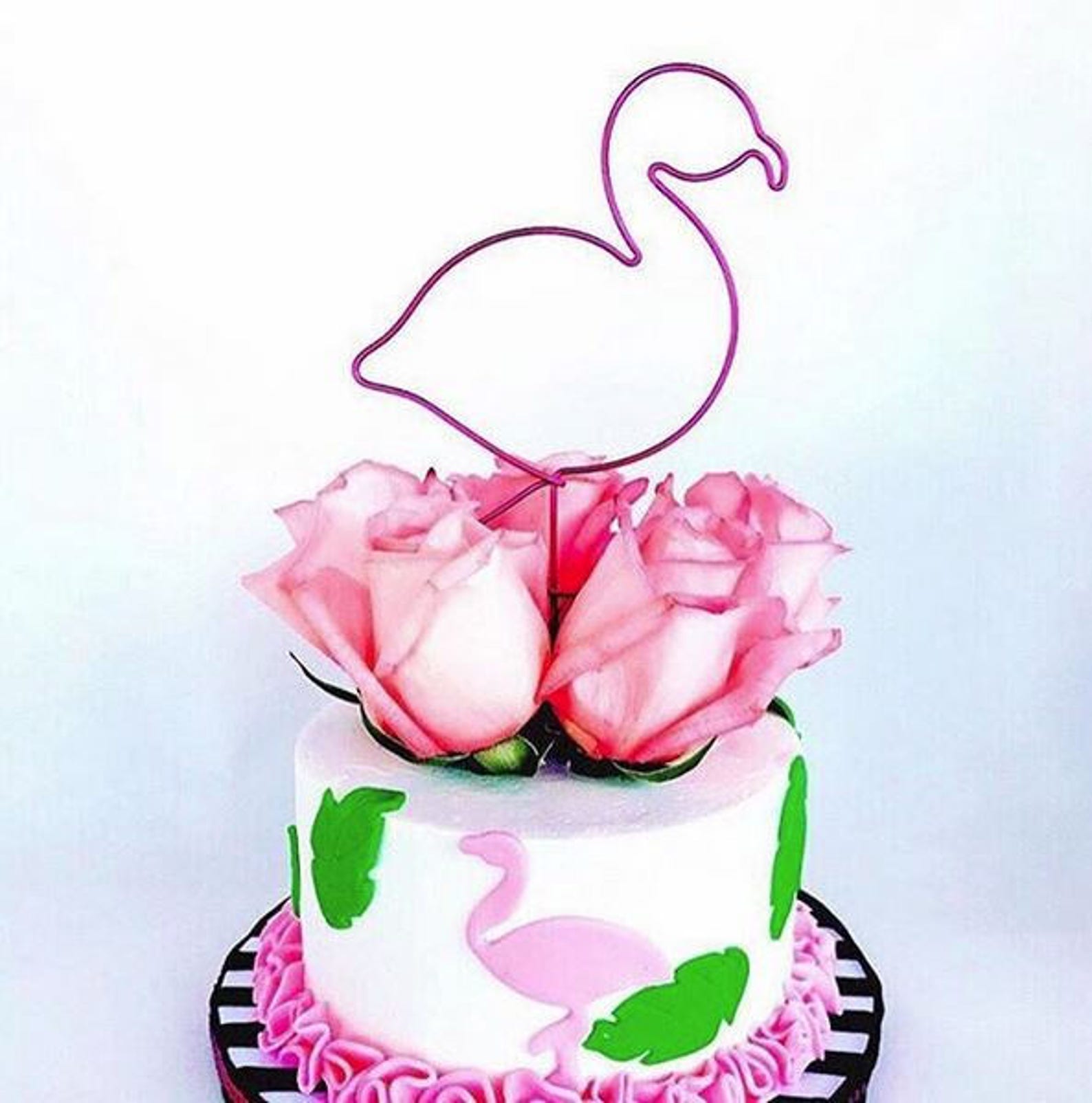 Flamingo Cake Topper / Wire Cake Topper / Summer Cake Topper / Etsy