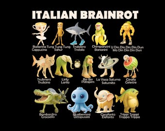Retro Italian Brainrot Png, Meme Italian Brainrot Birthday Png, Zabawny włoski mem dla dzieci, Urodziny Png, Pobieranie cyfrowe