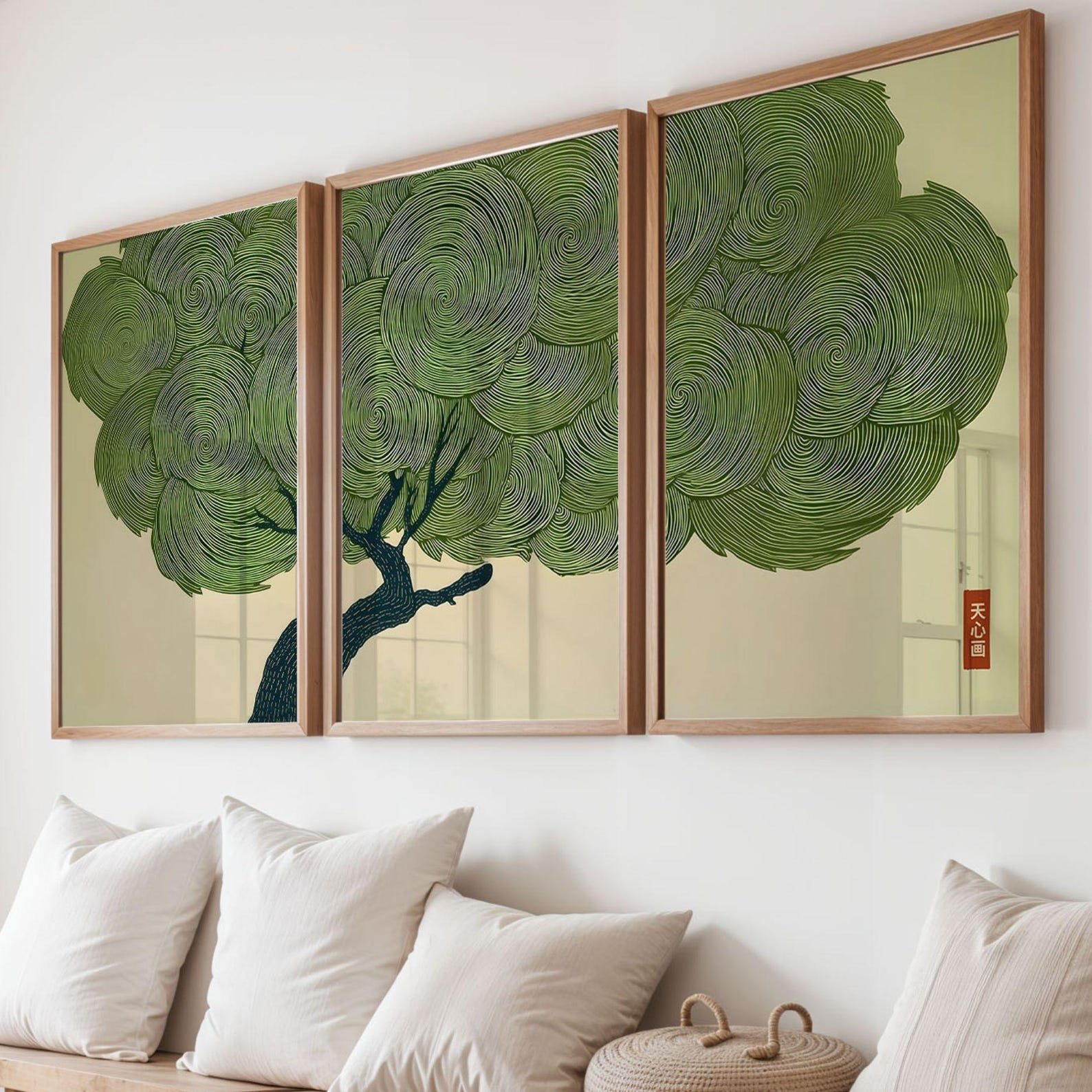 Wabi Sabi Tree Set of 3 Wall Art Japanese Green Print Japandi Poster ...