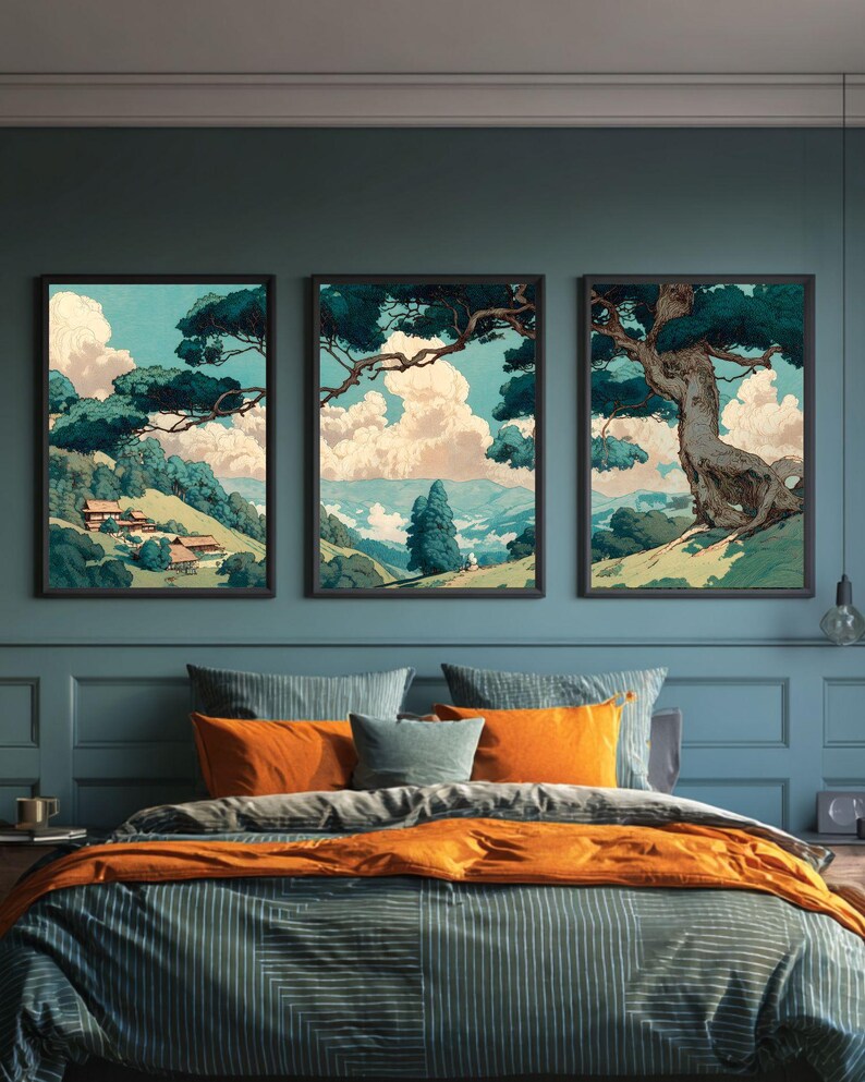 Vintage Japandi Forest Wall Art Set of 3 Poster Print Wabi Sabi Art ...