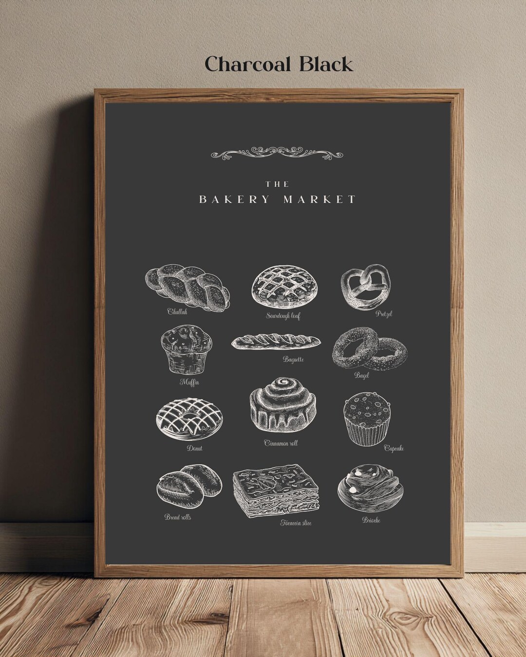 kitchen printable poster bakery print with watercolor... Bakery Wall Art Kitchen Poster Vintage Bread Illustration Farmhouse ...