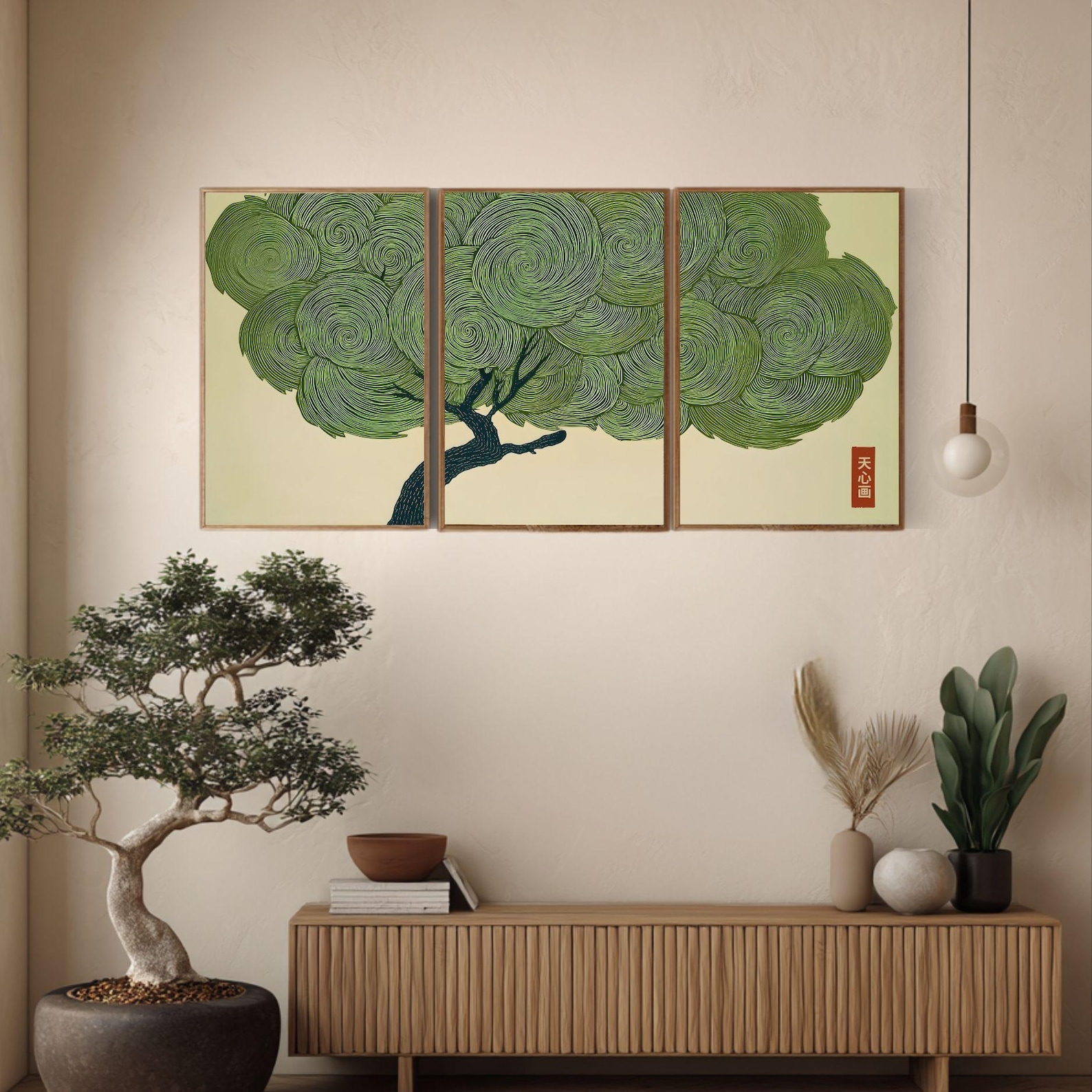Wabi Sabi Tree Set of 3 Wall Art Japanese Green Print Japandi Poster ...