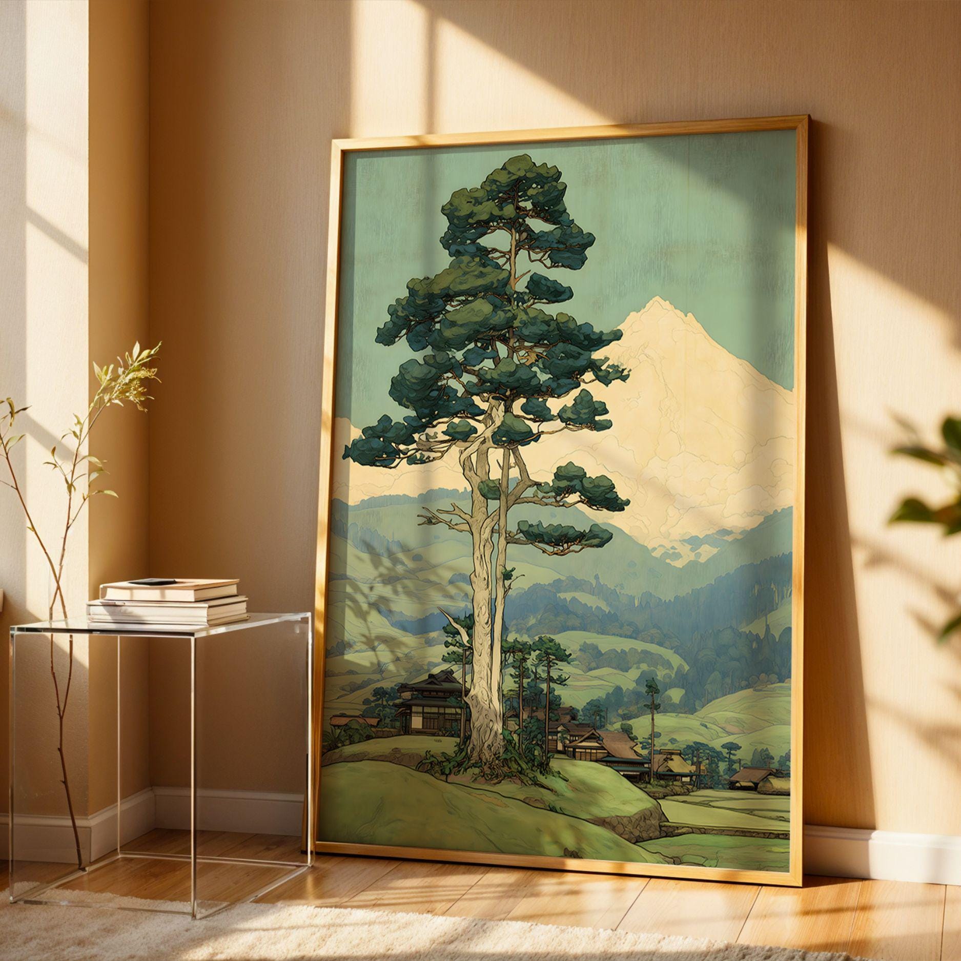 Vintage Japandi Wall Art Poster Pine Tree Forest Wabi Sabi Print ...