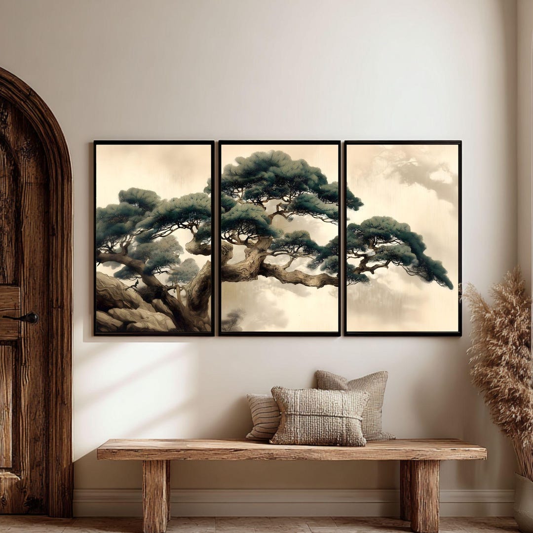 Japanese Tree Set of 3 Wall Art Poster Japandi Style Nature Prints Zen ...