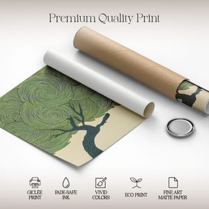 Wabi Sabi Tree Horizontal Wall Art Japanese Green Print Japandi Poster ...