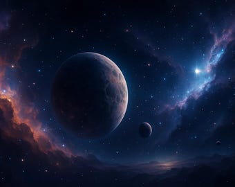 Far Far Away – Deep Space Planet Landscape | Cosmic Nebula Wall Art | 8K Digital Download | Sci-Fi Galaxy Print | Outer Space Wallpaper