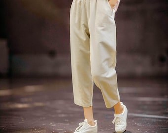 Pantalones holgados de cintura alta: pantalones de corte relajado para mujer