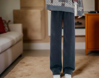Pantalones rectos: pantalones de salón suaves y de cintura alta, cómodos para mujer.
