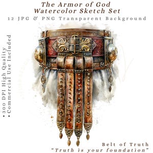 Armure de Dieu PNG Clipart Bundle, Sublimation de leçon de la Bible Ephésiens 6, école du dimanche jeunesse étude, chevalier guerrier bouclier épée casque ensemble