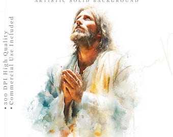 Jesus Christ Watercolor Clipart 12 Sacred Moments, Bible Story Illustrations, Resurrection, Good Shepherd, Healed & Blessed PNG, Digital Art
