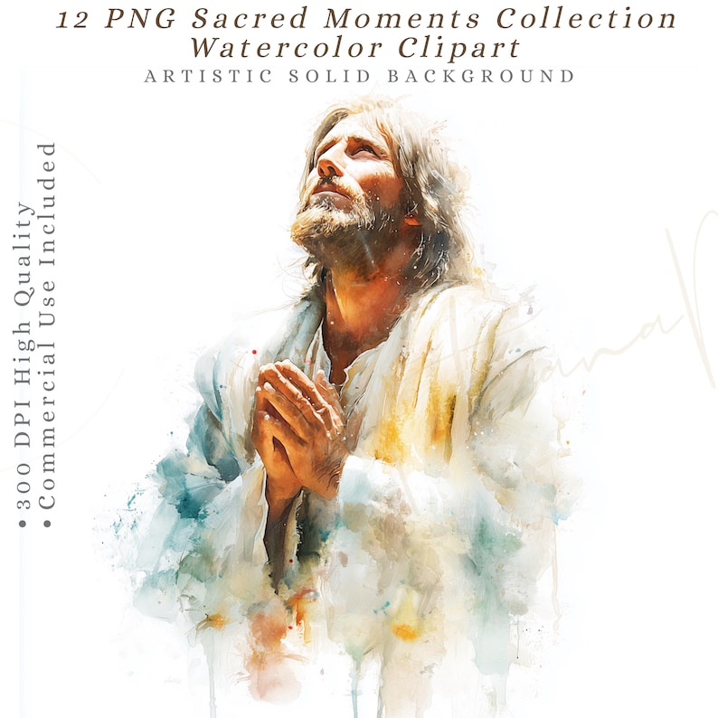 Jesus Christ Watercolor Clipart 12 Sacred Moments, Bible Story ...