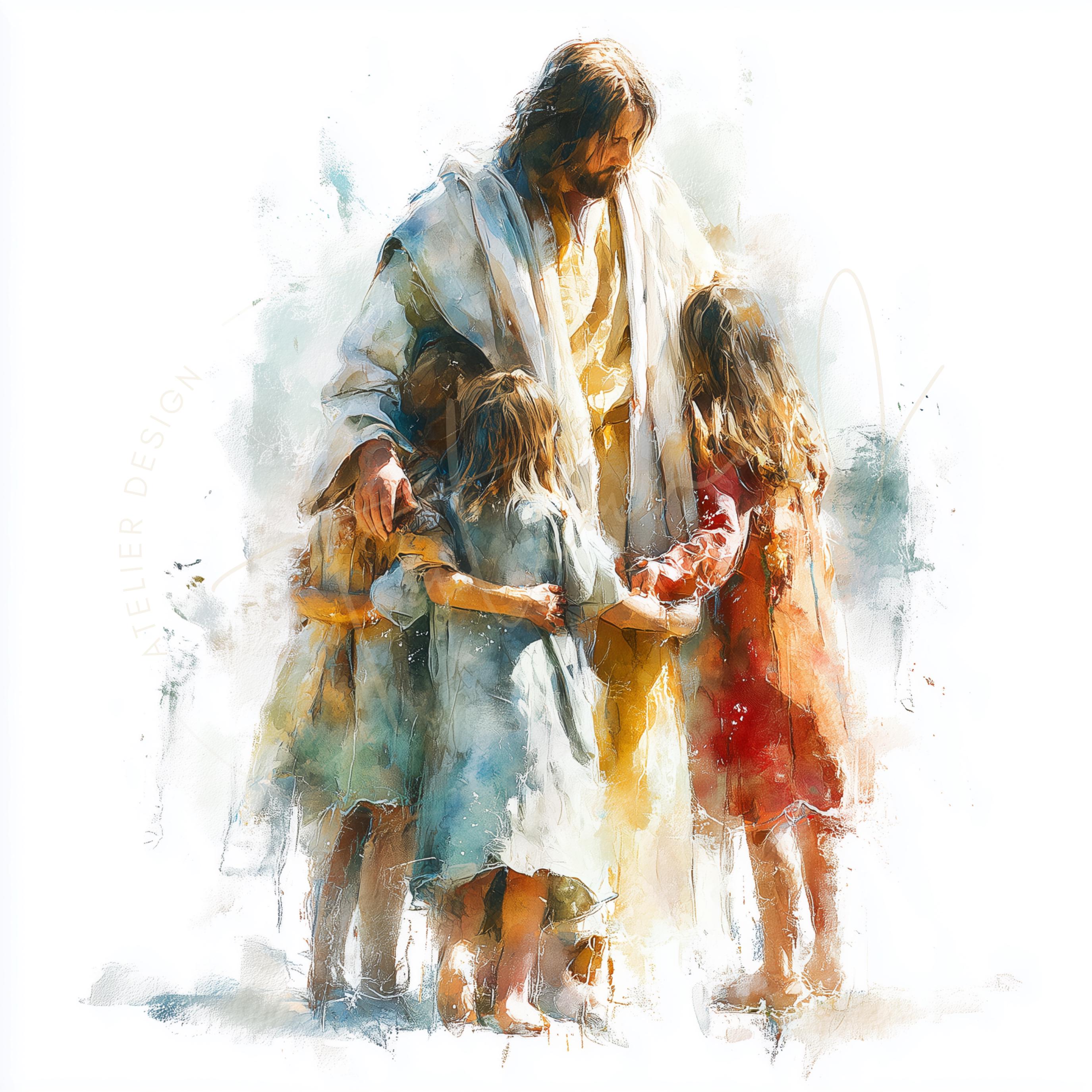 Jesus Christ Watercolor Clipart 12 Sacred Moments, Bible Story ...
