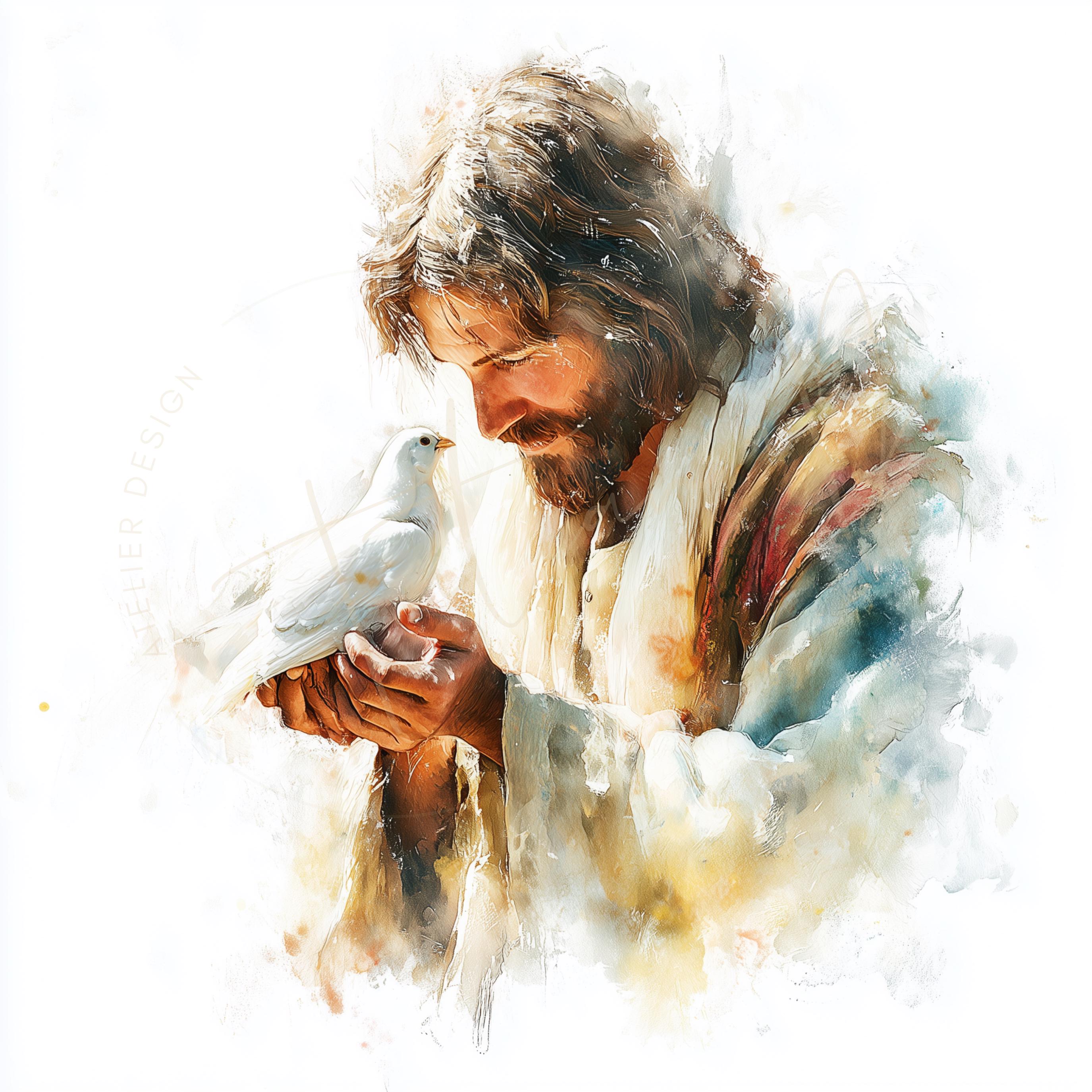 Jesus Christ Watercolor Clipart 12 Sacred Moments, Bible Story ...