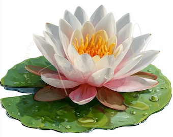 12 PNG Clipart di ninfee, ninfee, stampa di ninfee, clipart acquerello, PNG di alta qualità, download digitale, creazione di carta, diario spazzatura