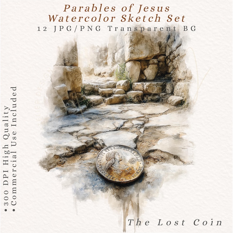 Parables of Jesus Watercolor Clipart, Bible Story Illustrations for ...