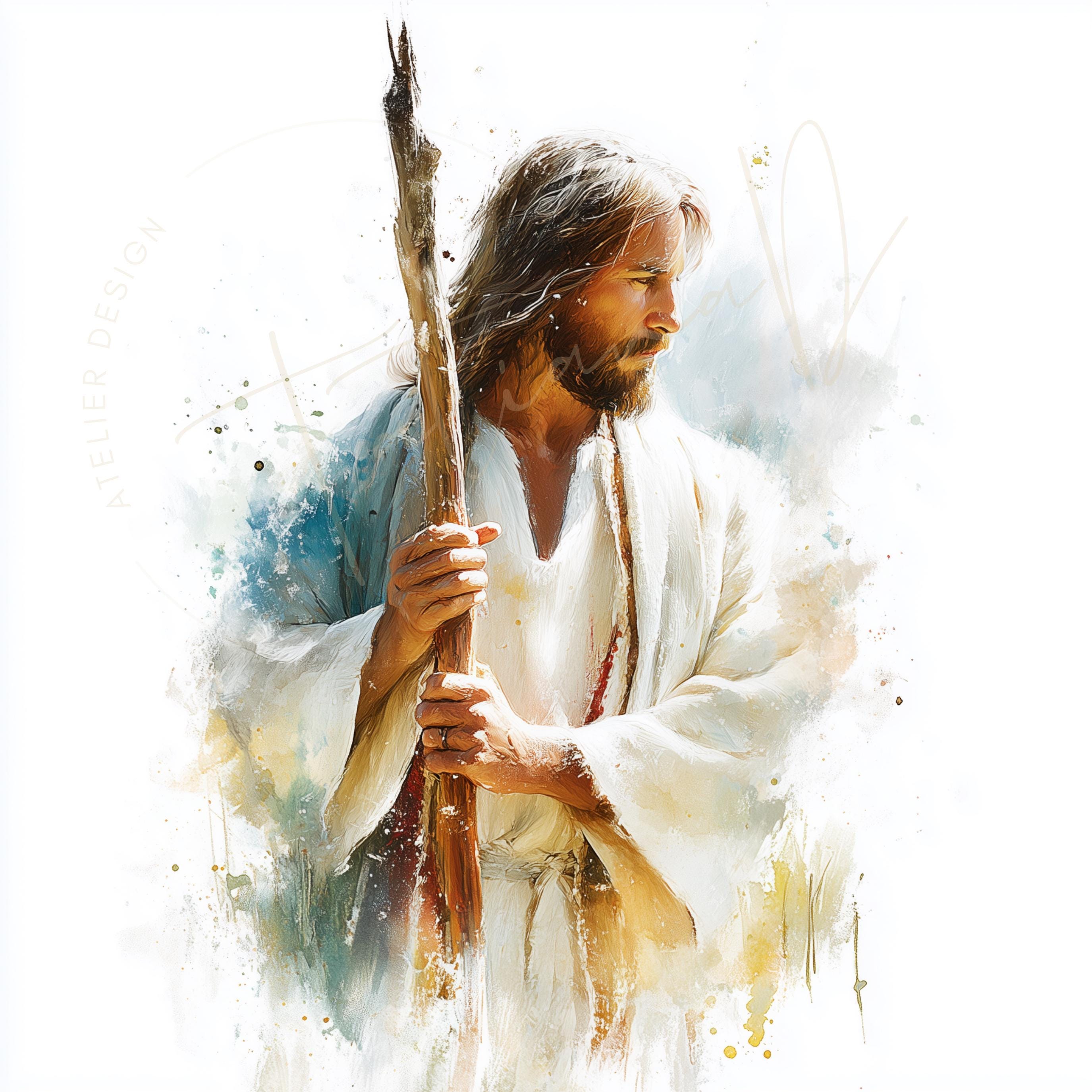 Jesus Christ Watercolor Clipart 12 Sacred Moments, Bible Story ...