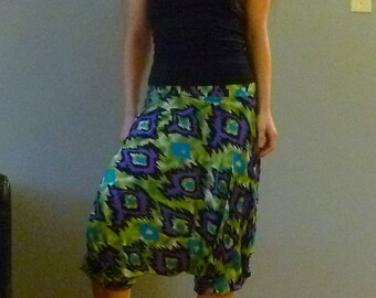 Pantalones genio Boho / Unisex tamaño libre / patrón tribal verde / pantalones más cómodos del mundo!