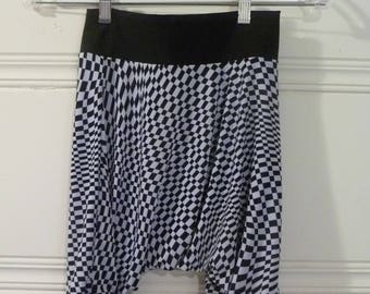 Kids genie pants | Size 4-6/6X | Black and white psychedelic checker print | World's most comfortable pants