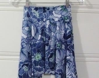 Kids genie pants | Size 4-6/6X | Indigo blue and white floral (poppy?) print | World's most comfortable pants