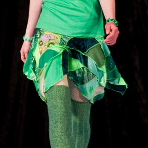 Upcycled patchwork pixie fairy psy festival rocker skirt
